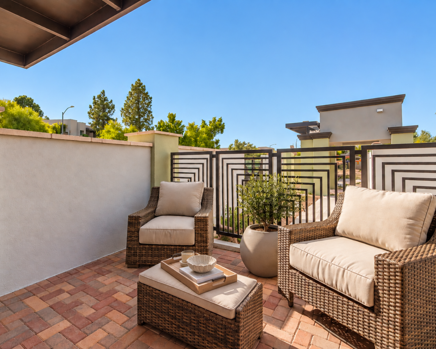 Rooftop terrace with mountain views at The Seneca Collection